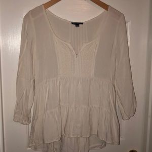 American Eagle Cream Mid-Sleeve Top